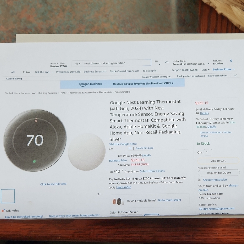 Google Smart Thermostat in Silver